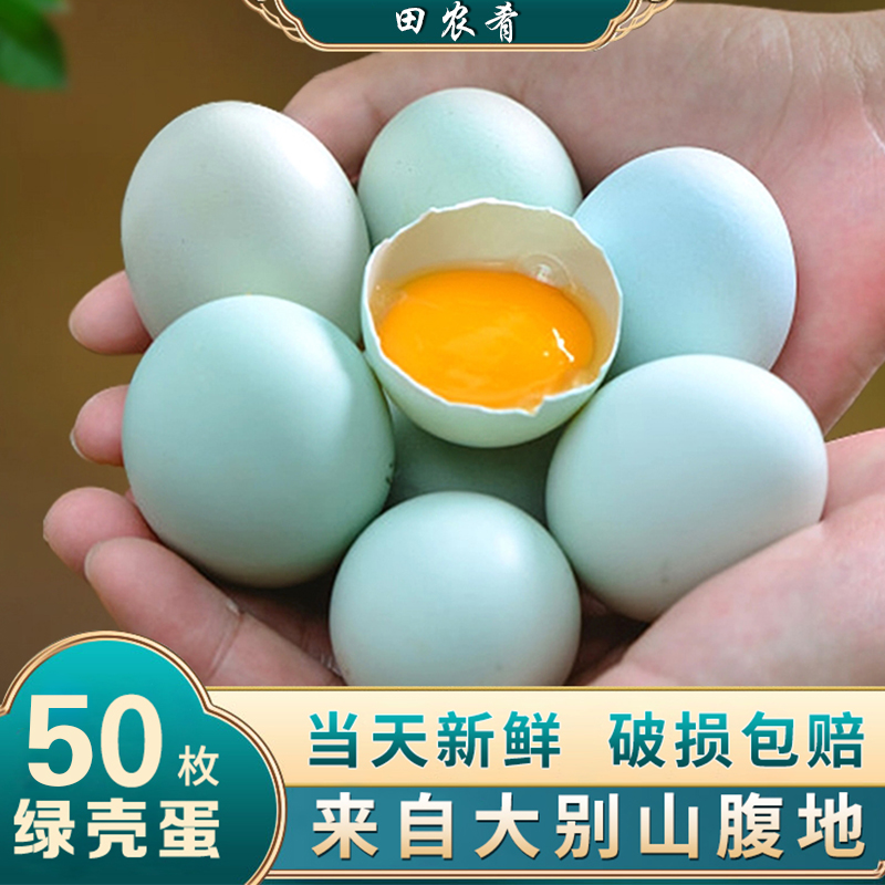【50枚】农家绿壳乌鸡蛋山林散养谷物喂养新鲜鸡蛋（35-40）克/枚