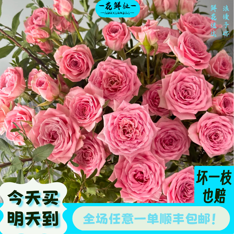 花鲜祉【方德甜心多头玫瑰10枝】全场任意一单顺丰包邮次日达