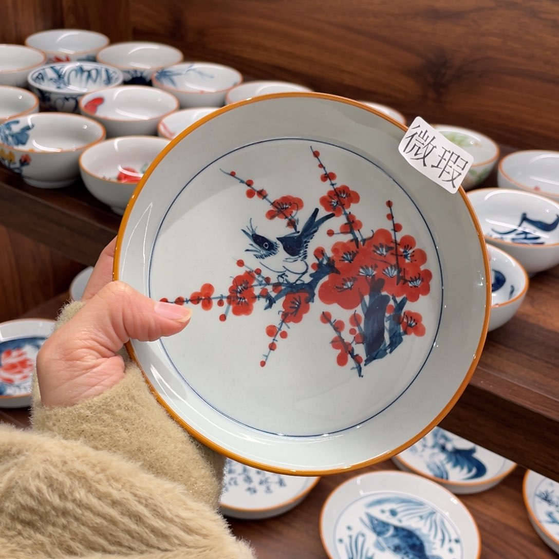 微瑕釉下彩纯手工绘制