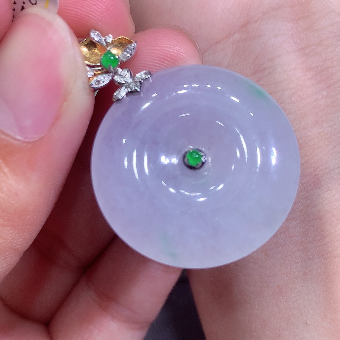 翡翠吊坠(不含链)18K金镶嵌