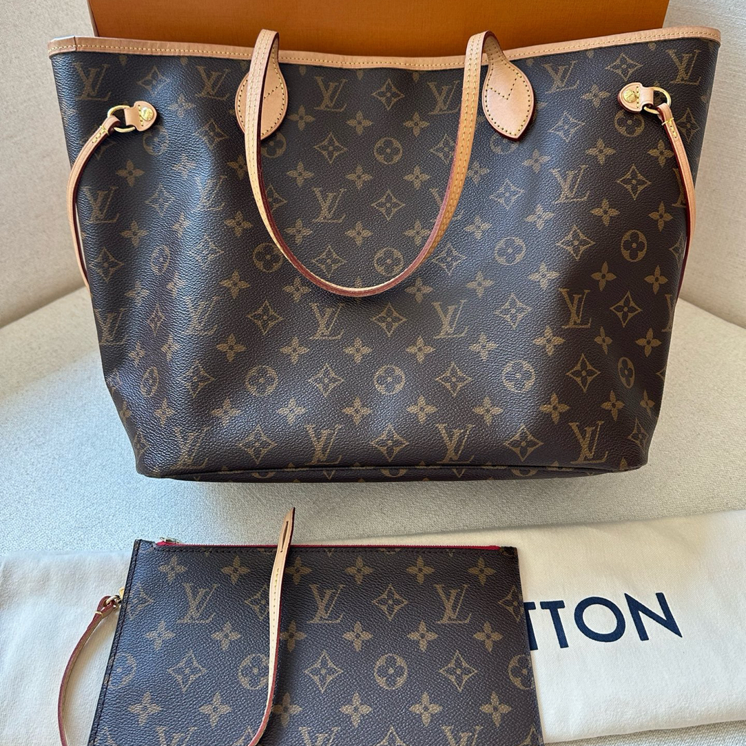 99新 LouisVuitton/路易威登 99新-neverfull老花中号购物袋
