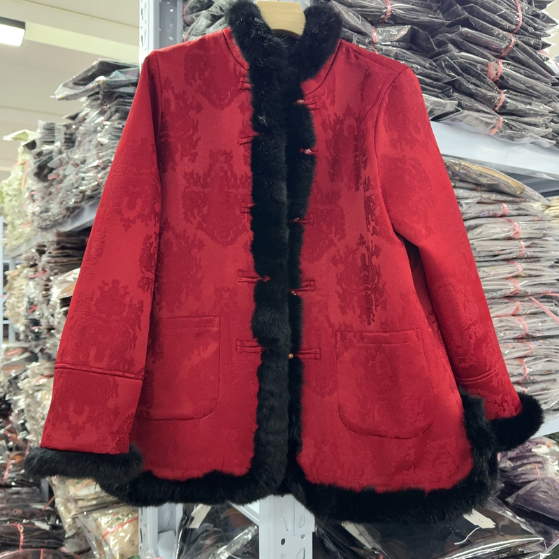 1-4款新中式加绒加厚外套【红】