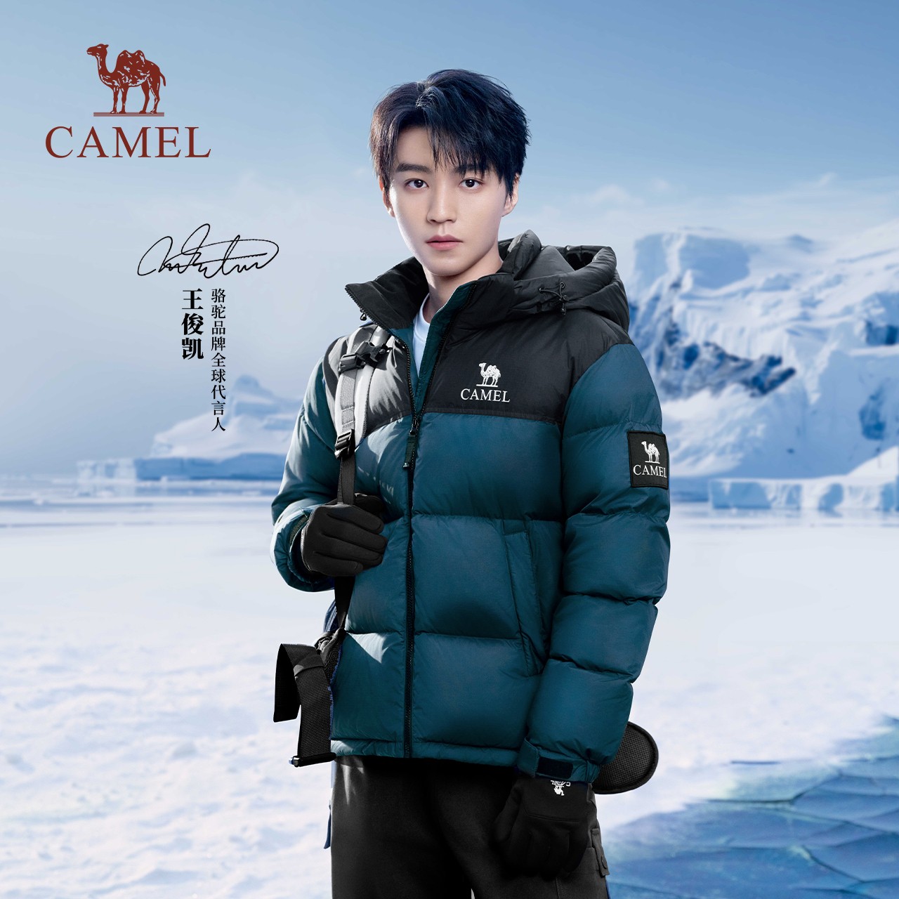 【王俊凯同款】骆驼滑雪手套冬加绒加厚触屏户外登山单双板装备3630