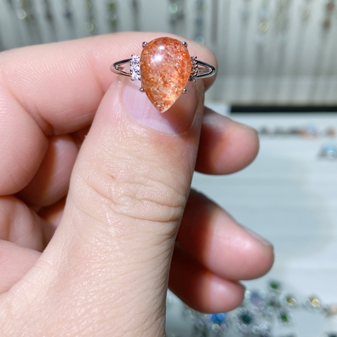 绿水晶戒指银S925镶嵌