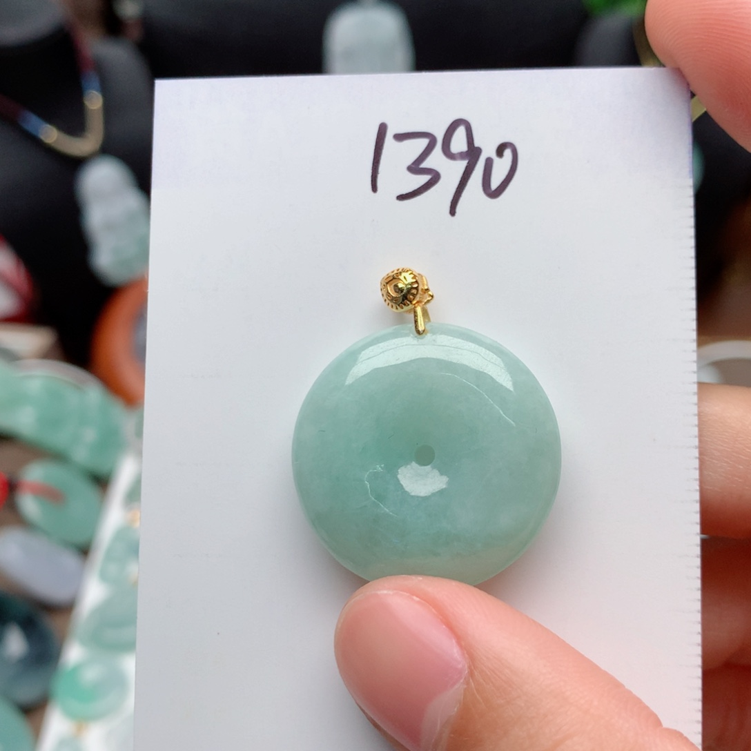 翡翠颈饰银S925镀金镶嵌吊坠