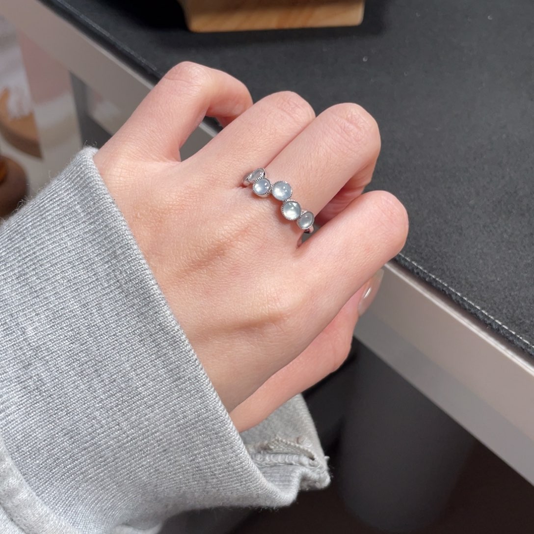 翡翠戒指银S925镶嵌7583