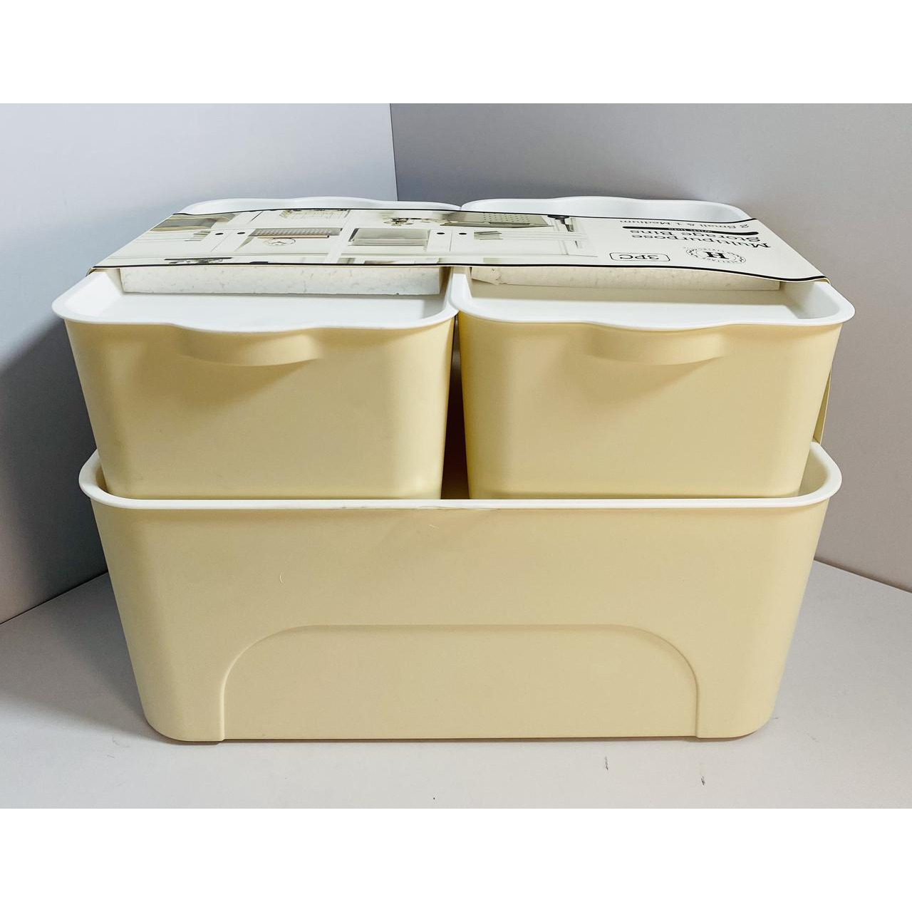 外贸原单S&S一体化提手三件套多功能储物箱（带盖）便携收纳箱套