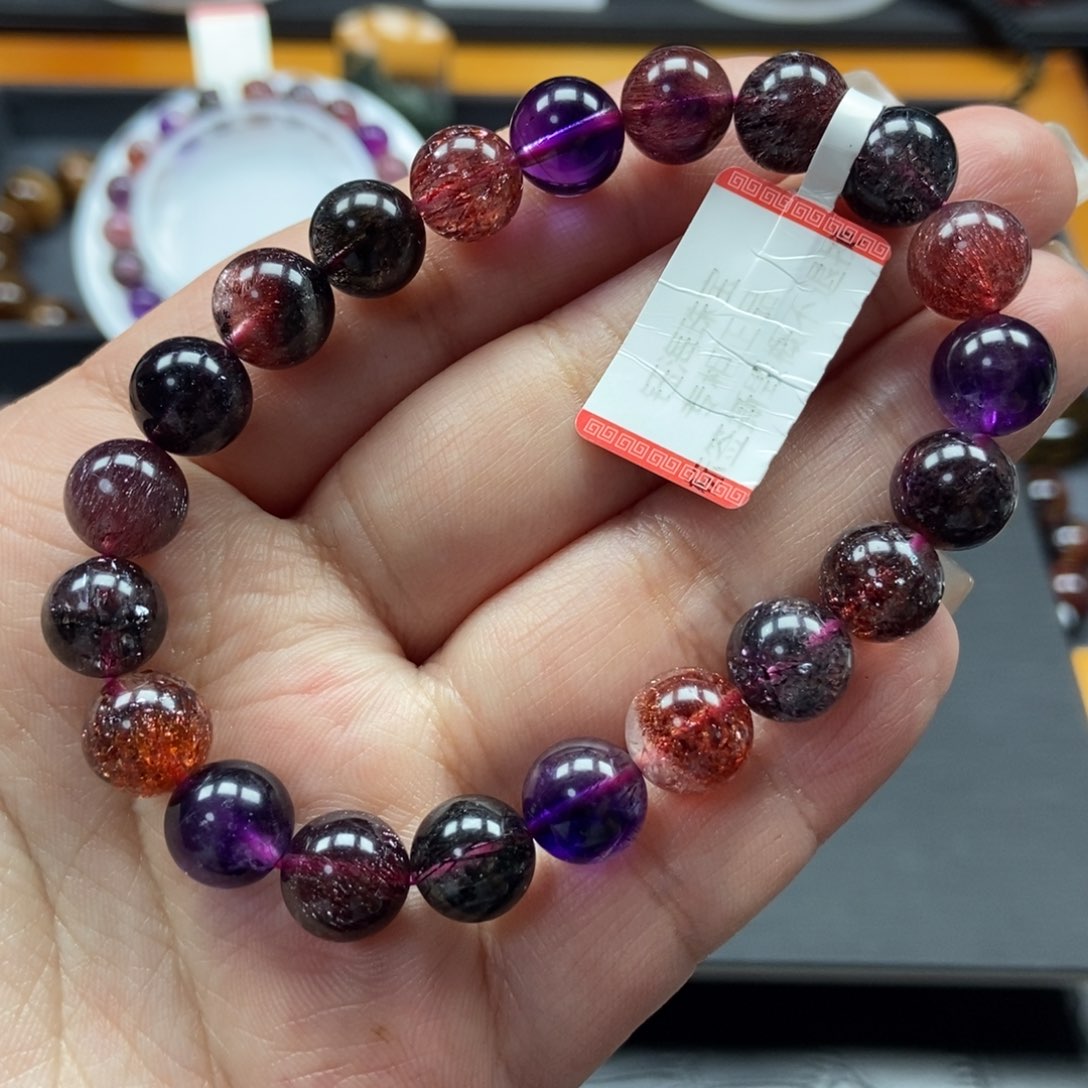 水晶超七手链9毫米未镶嵌