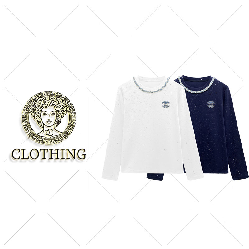 【CLOTHING/原创设计】68291#小香风满天星烫钻T恤2025休闲个性上衣