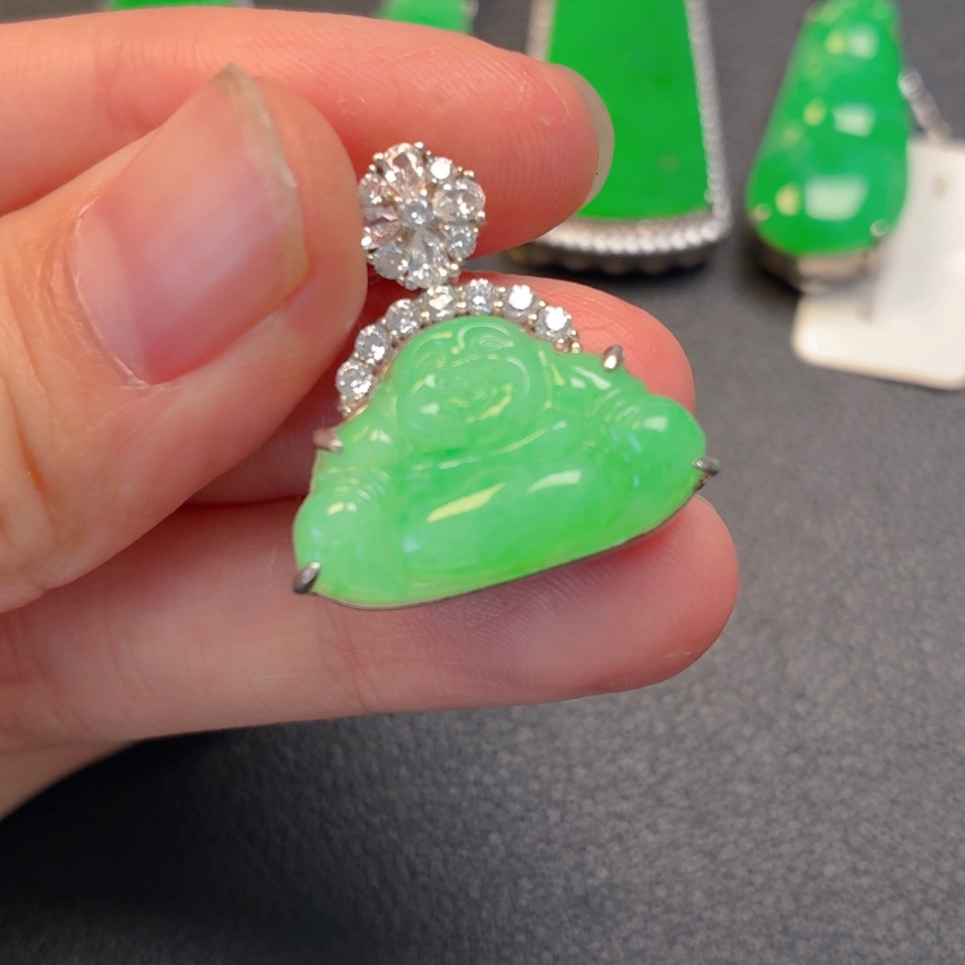 翡翠银S925镶嵌吊坠(不含链)