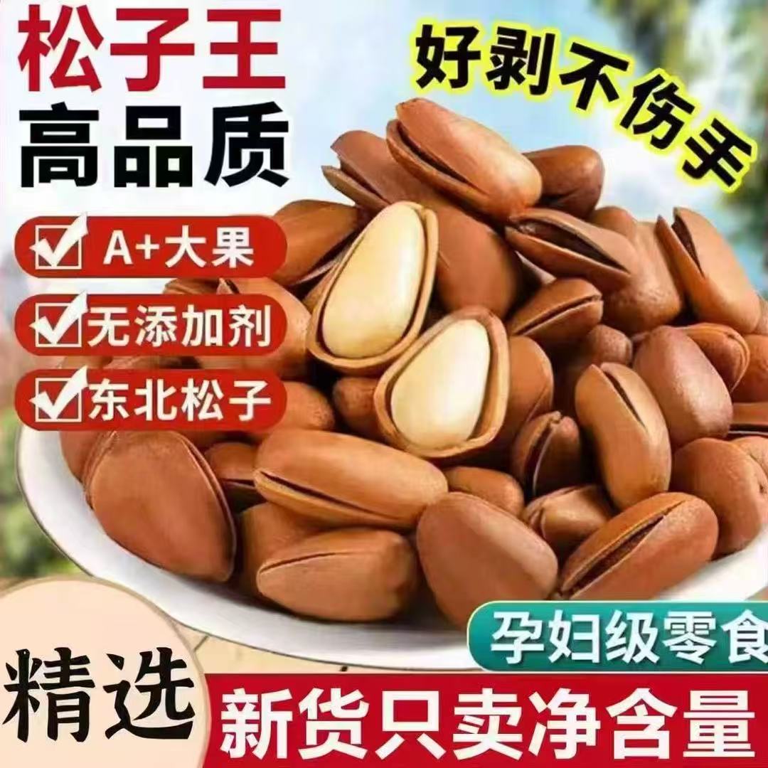 东北开口松子果仁饱满新鲜追剧办公室家庭旅游必备零食坚果T