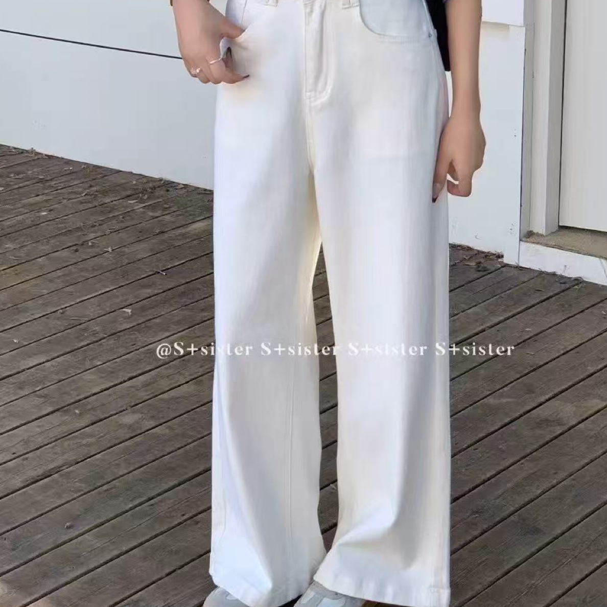 S家709牛仔直筒喇叭长裤显瘦款女