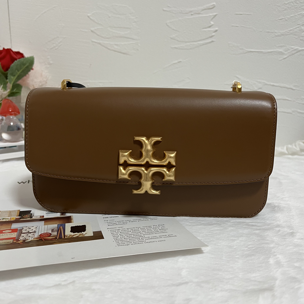 99新 TORY BURCH/汤丽柏琦 方姐 / 棕色金砖小号法棍 F1289