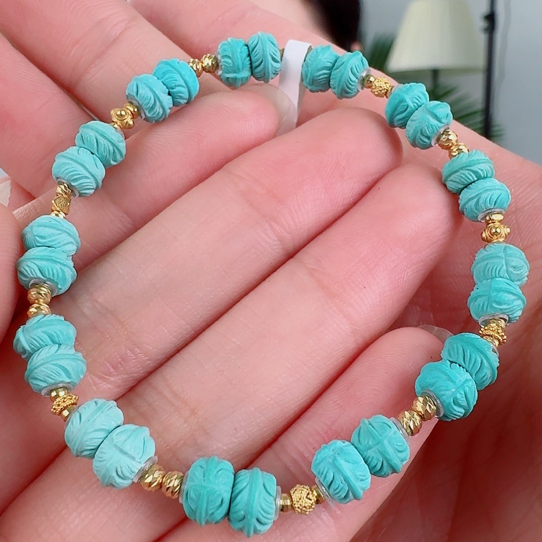 18K金镶嵌绿松石珠宝奇石