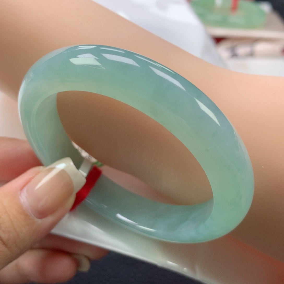 翡翠手镯未镶嵌缅甸天然翡翠手镯A货53.8正