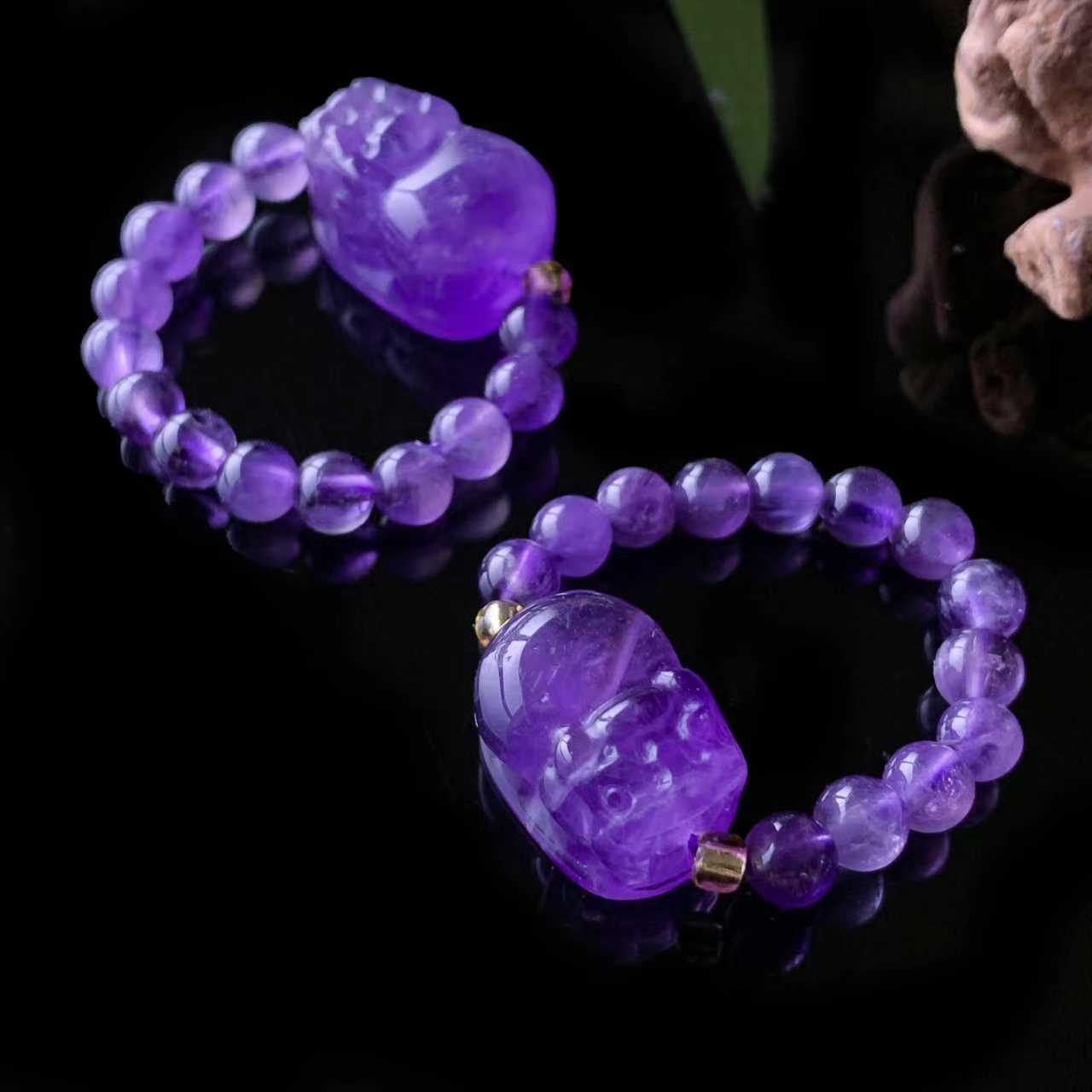 面面来财珠宝C11243-紫钛晶水晶紫貔貅戒指-多样性发其一