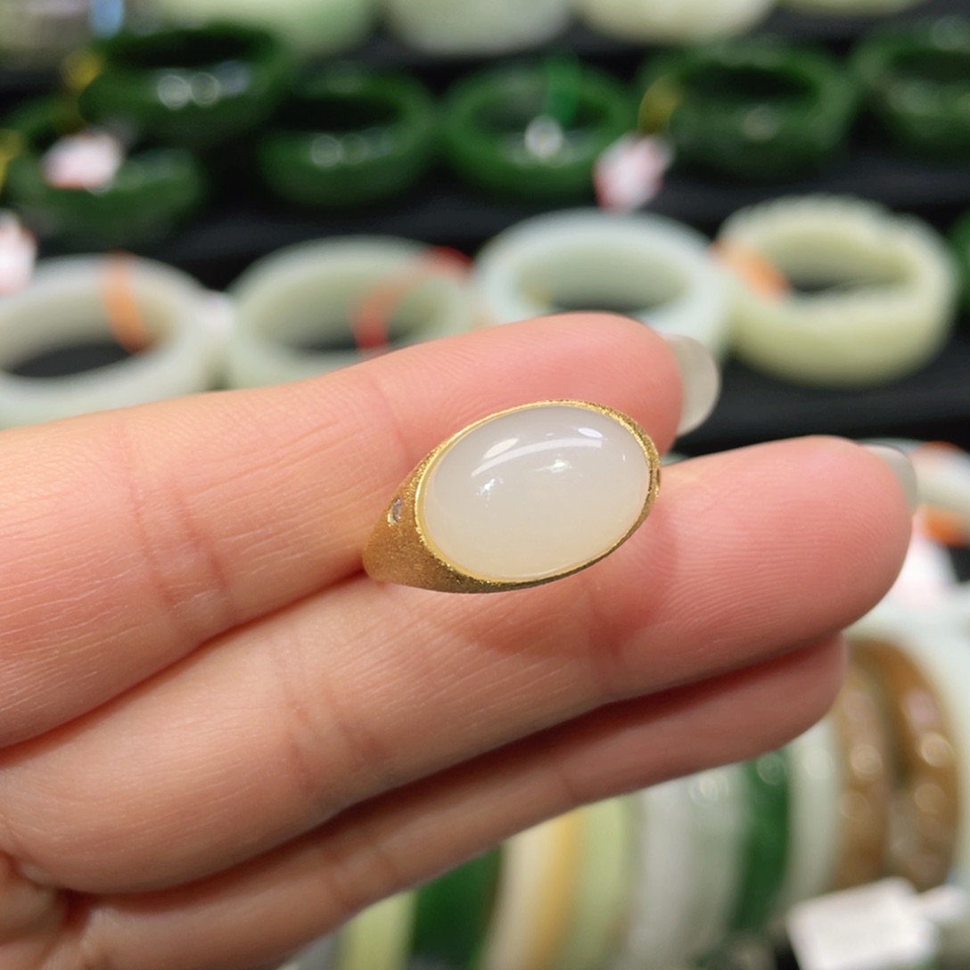 银S925镶嵌戒指和田玉