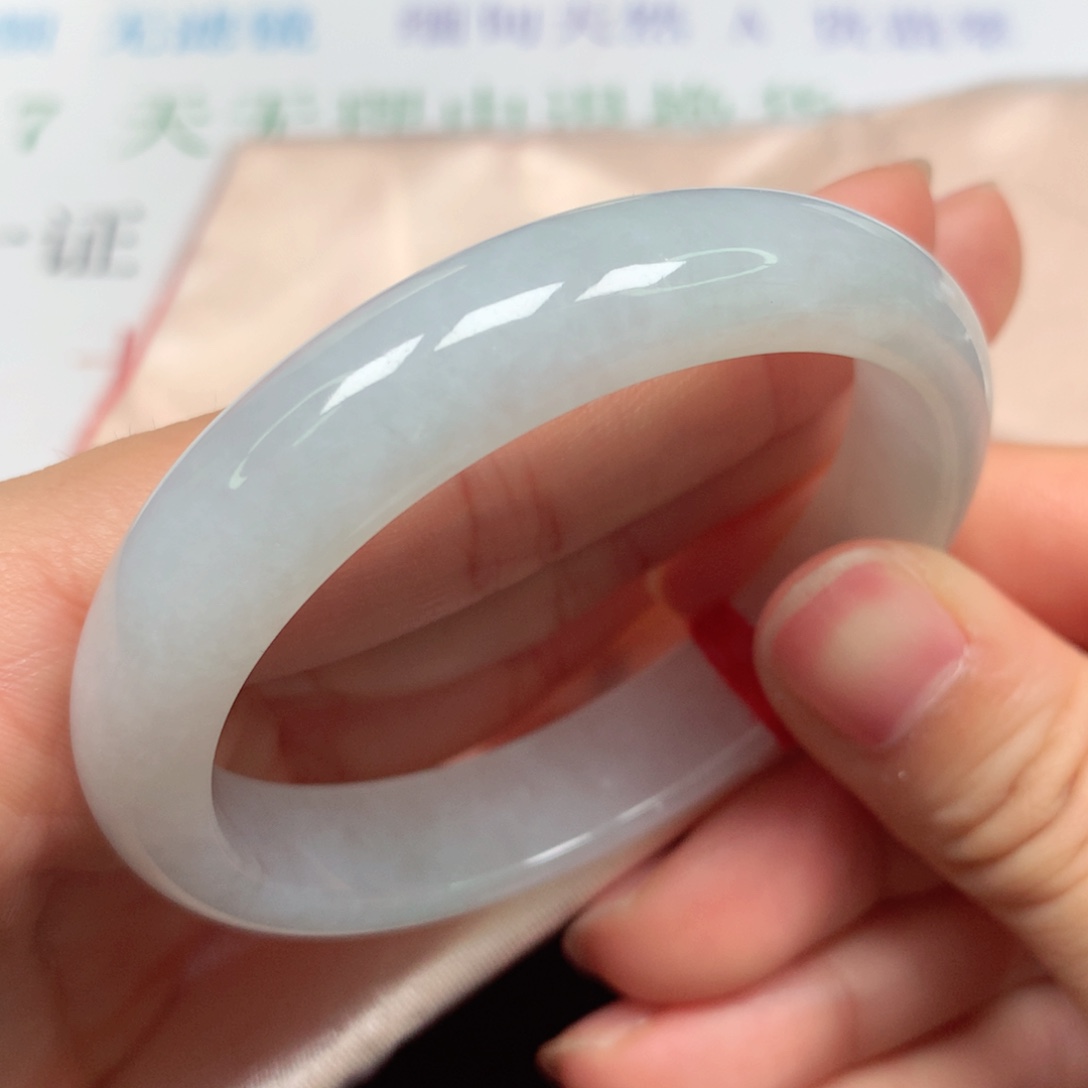 翡翠未镶嵌手镯冰胶白月光贵妃5354