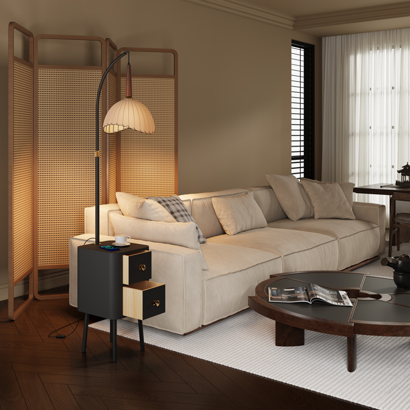 法式复古落地灯客厅沙发旁卧室床头柜一体创意高级感氛围立式台灯