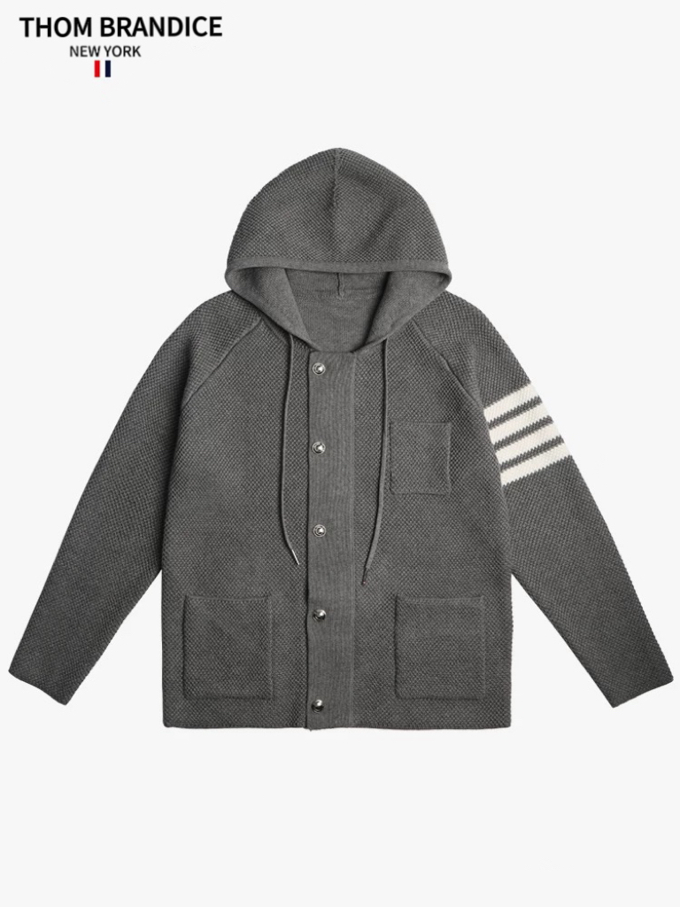 TB【官方正品】汤姆布郎/ThomBrandice/华夫格针织连帽开衫外套百搭