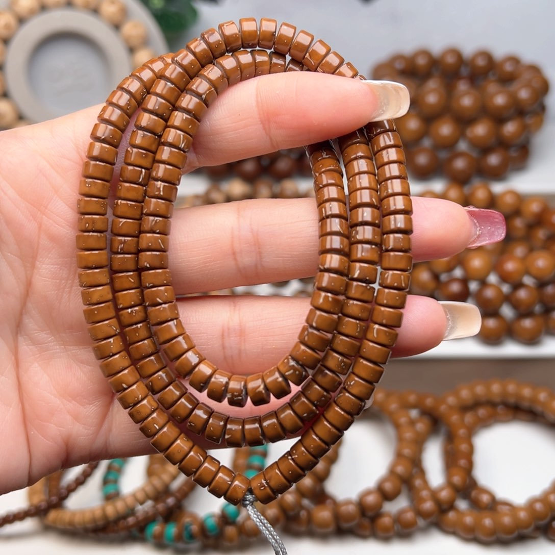 紫金鼠手串6x3.5纯肉实心药片脖褂练手款