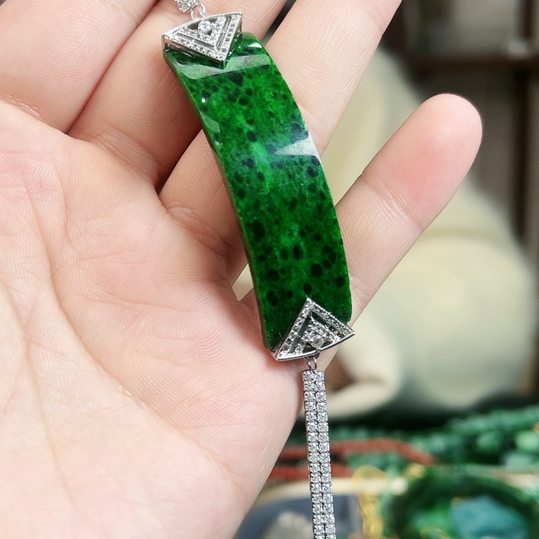 翡翠颈饰银S925镶嵌手链