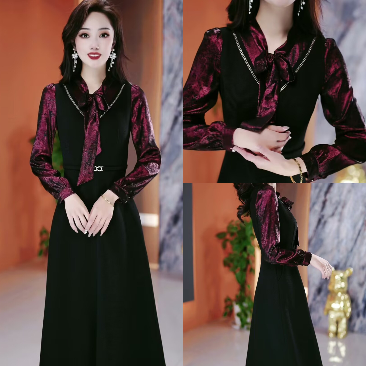 春季新款连衣裙2025春季气质韩版显瘦百搭收腰连衣裙YX25Y055