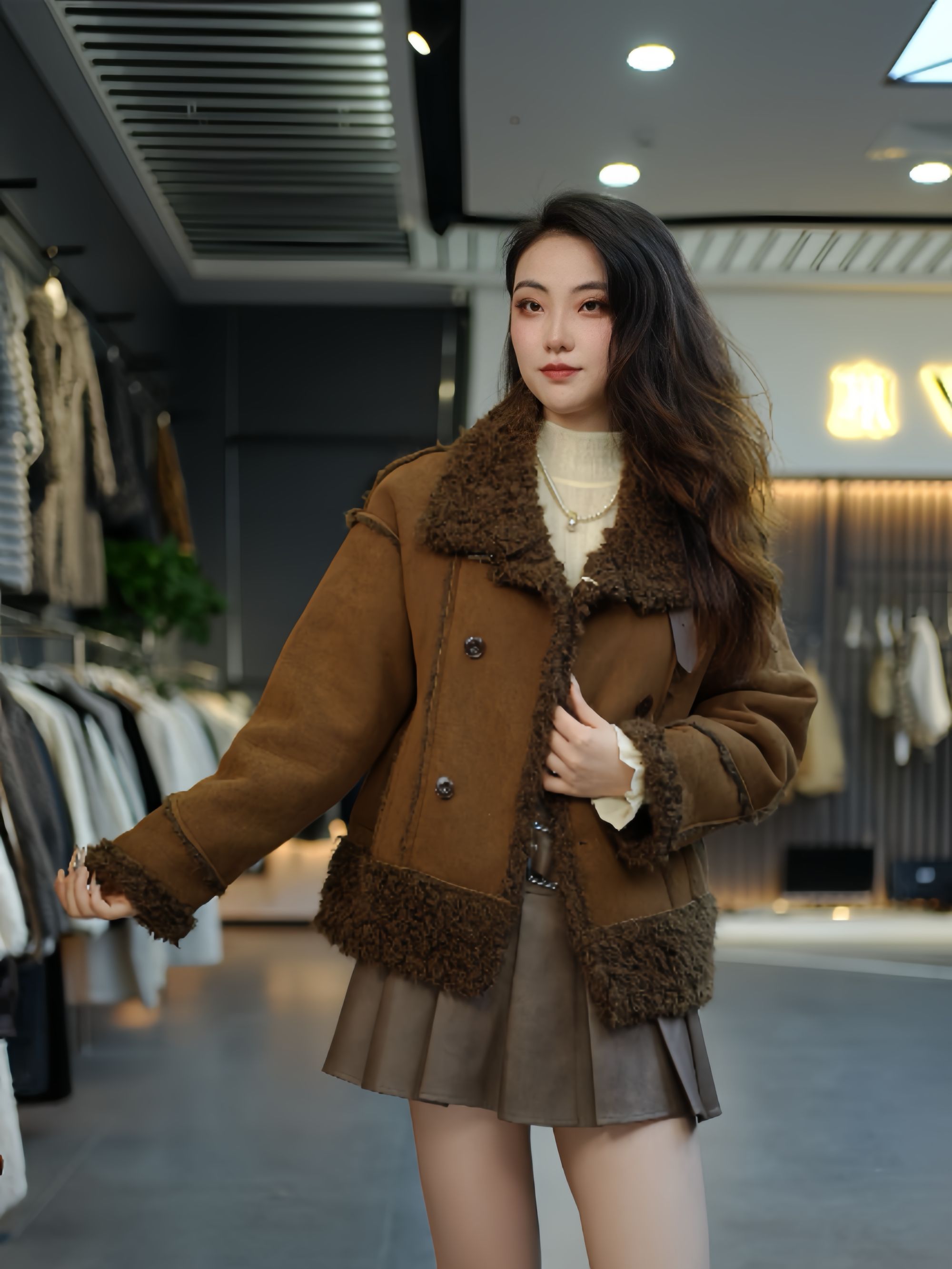 2025新款【双面双穿】毛毛立领时尚女式冬季外套保暖显瘦宽松Y29812