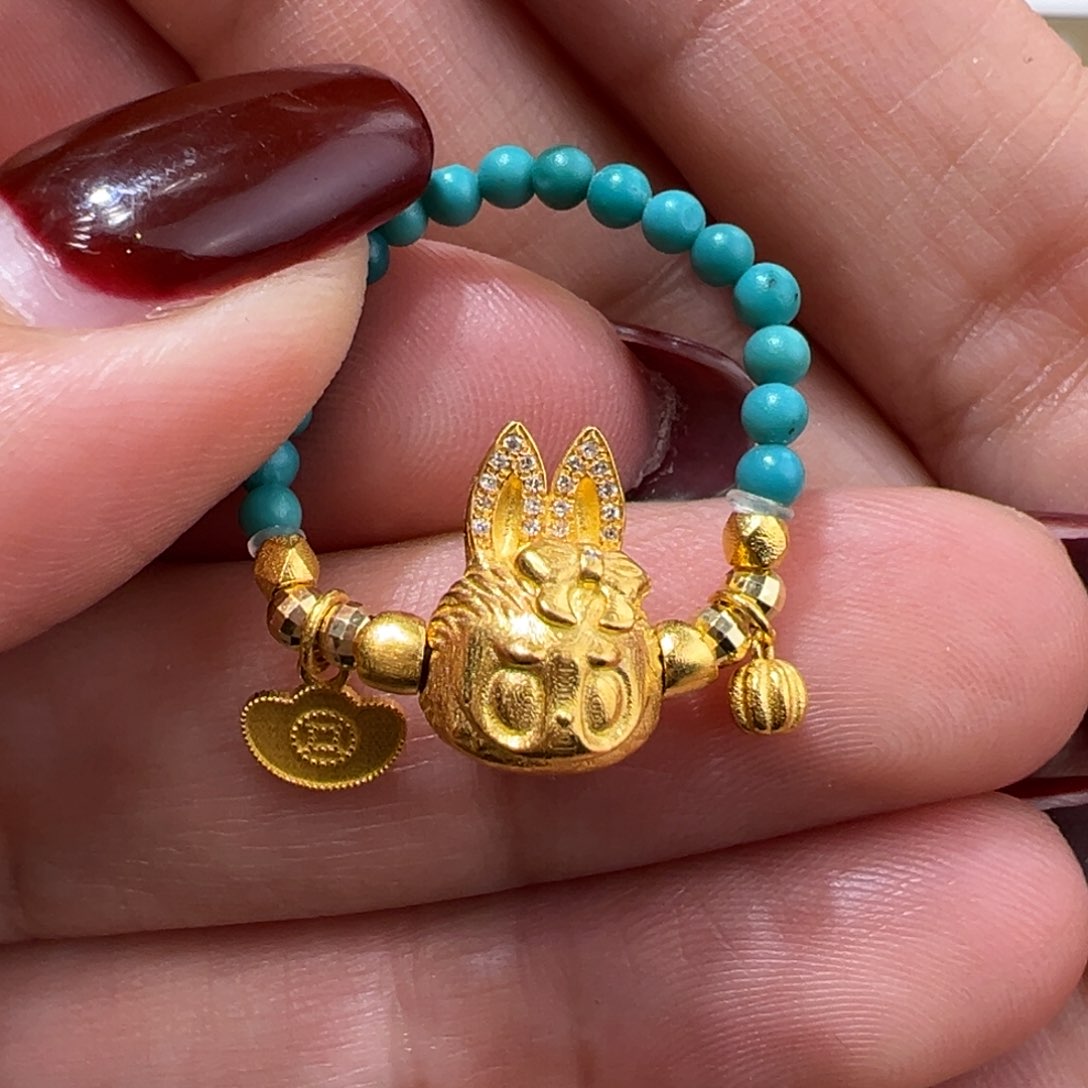 绿松石配件18K金镶嵌戒指