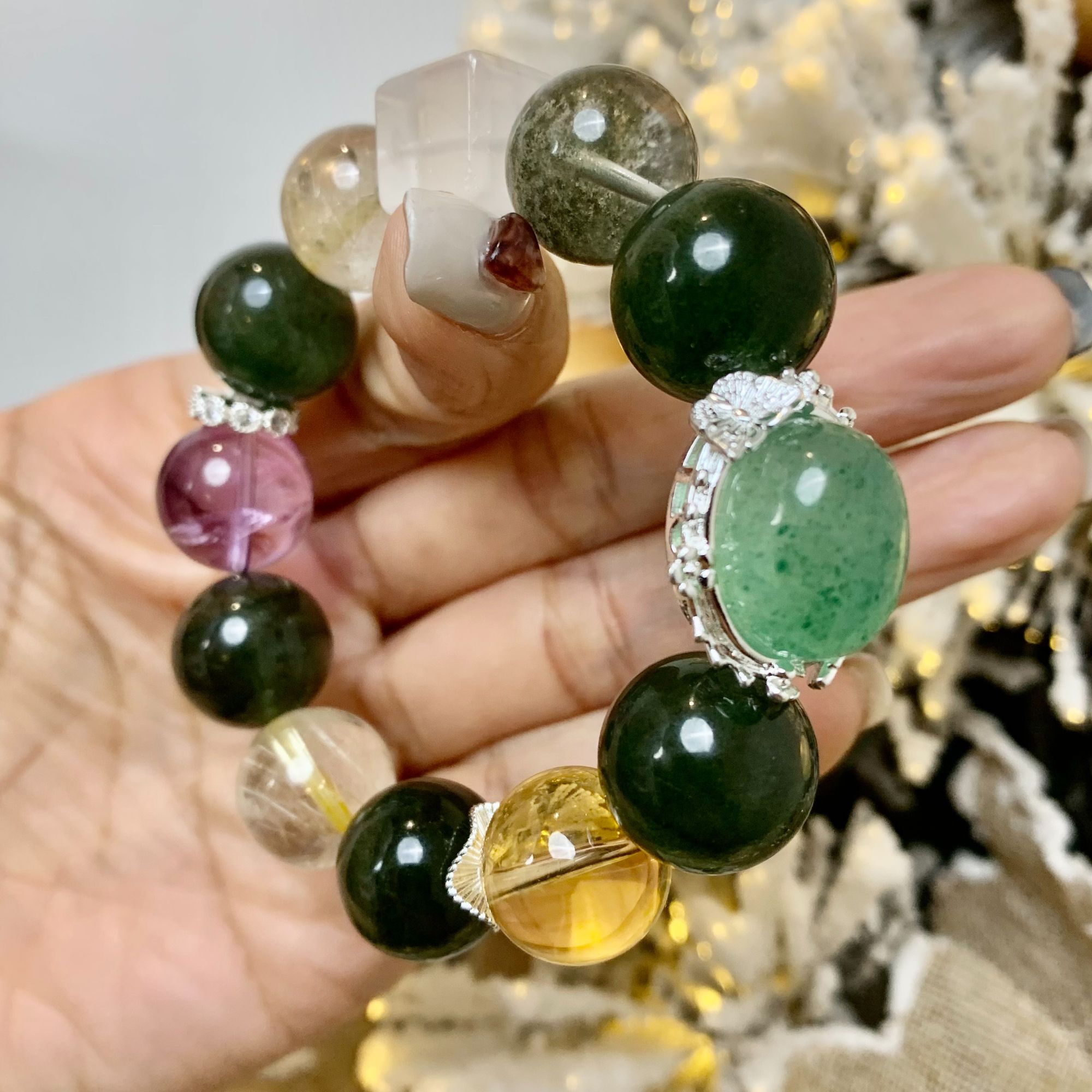 编织手工绿草莓多宝串珠手串