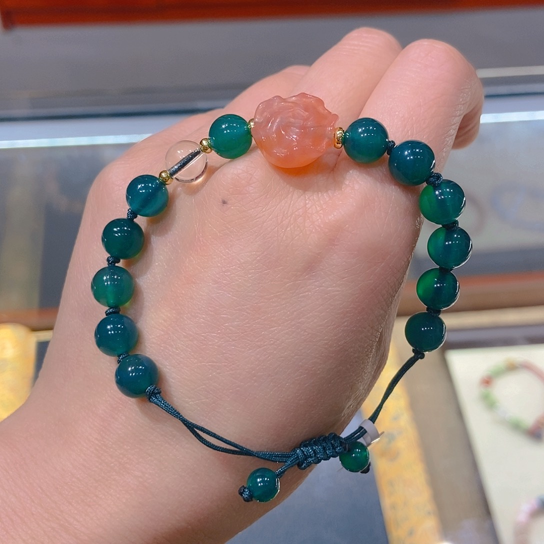 玛瑙/玉髓未镶嵌绿玛瑙牡丹花❤️****