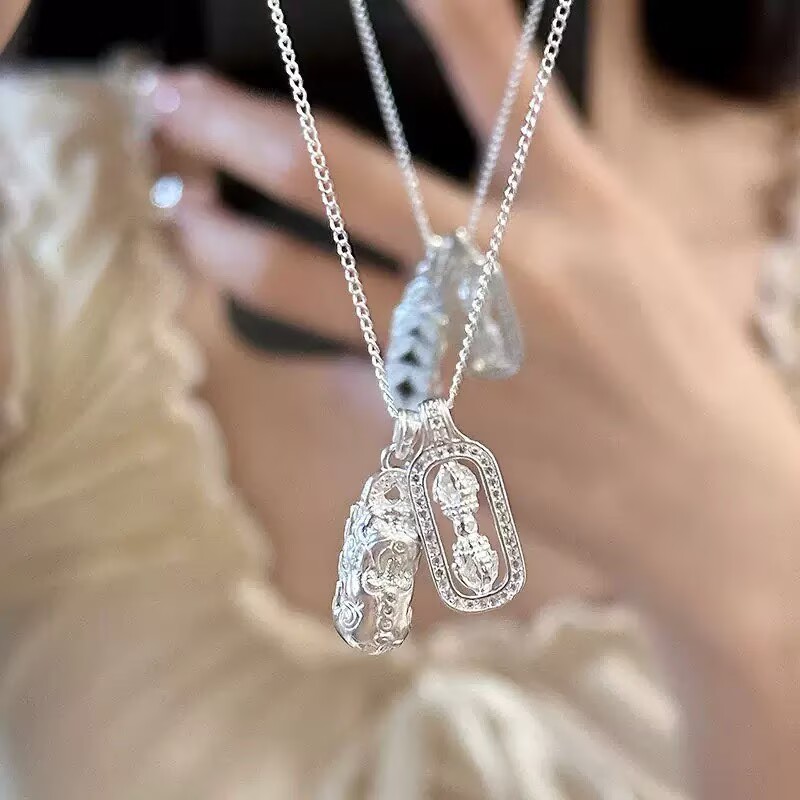 银吊坠 貔貅金刚杵999吊坠项链银