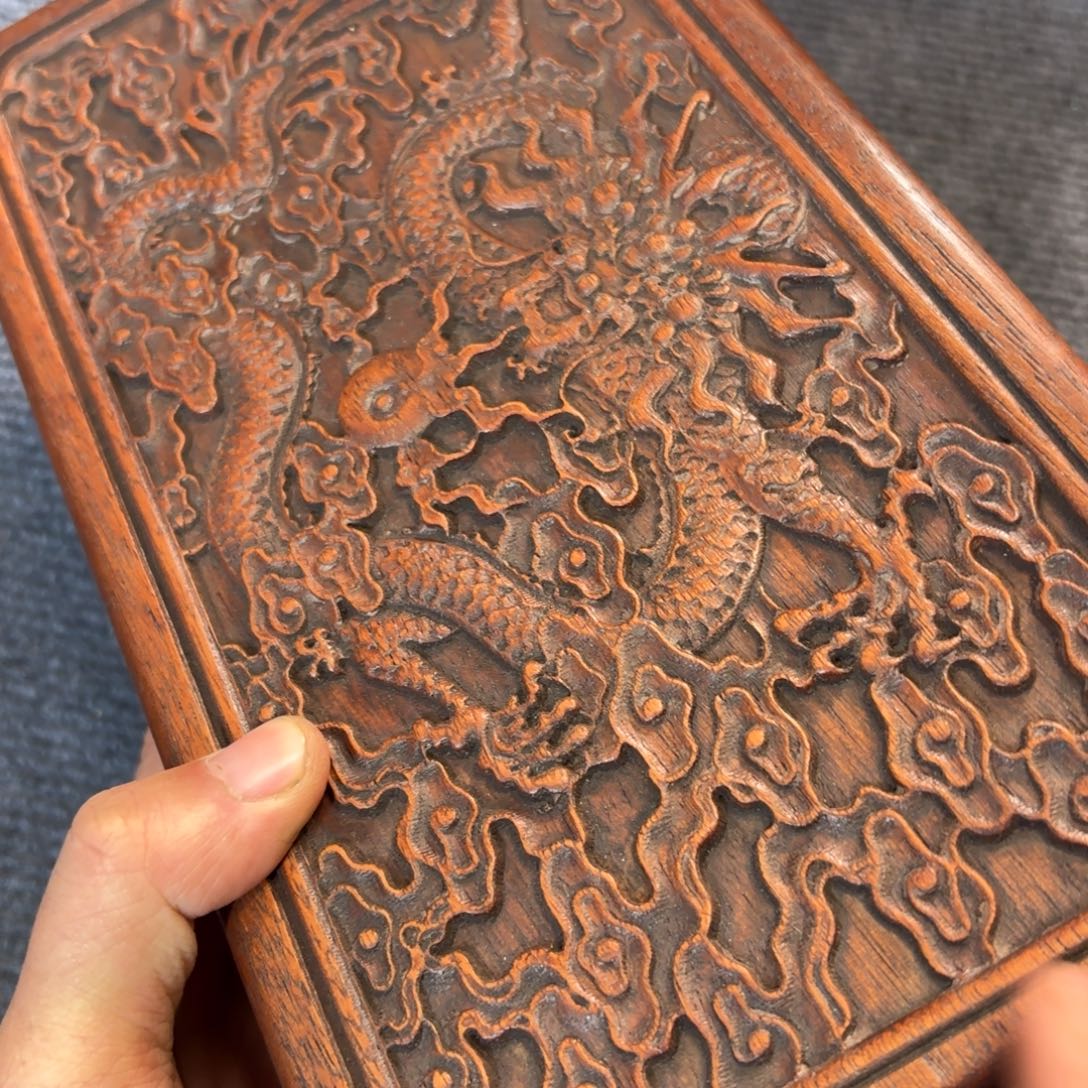 木缅甸花梨雕刻收纳盒