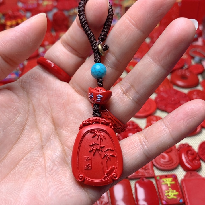 天然辰砂工艺品朱砂钥匙扣