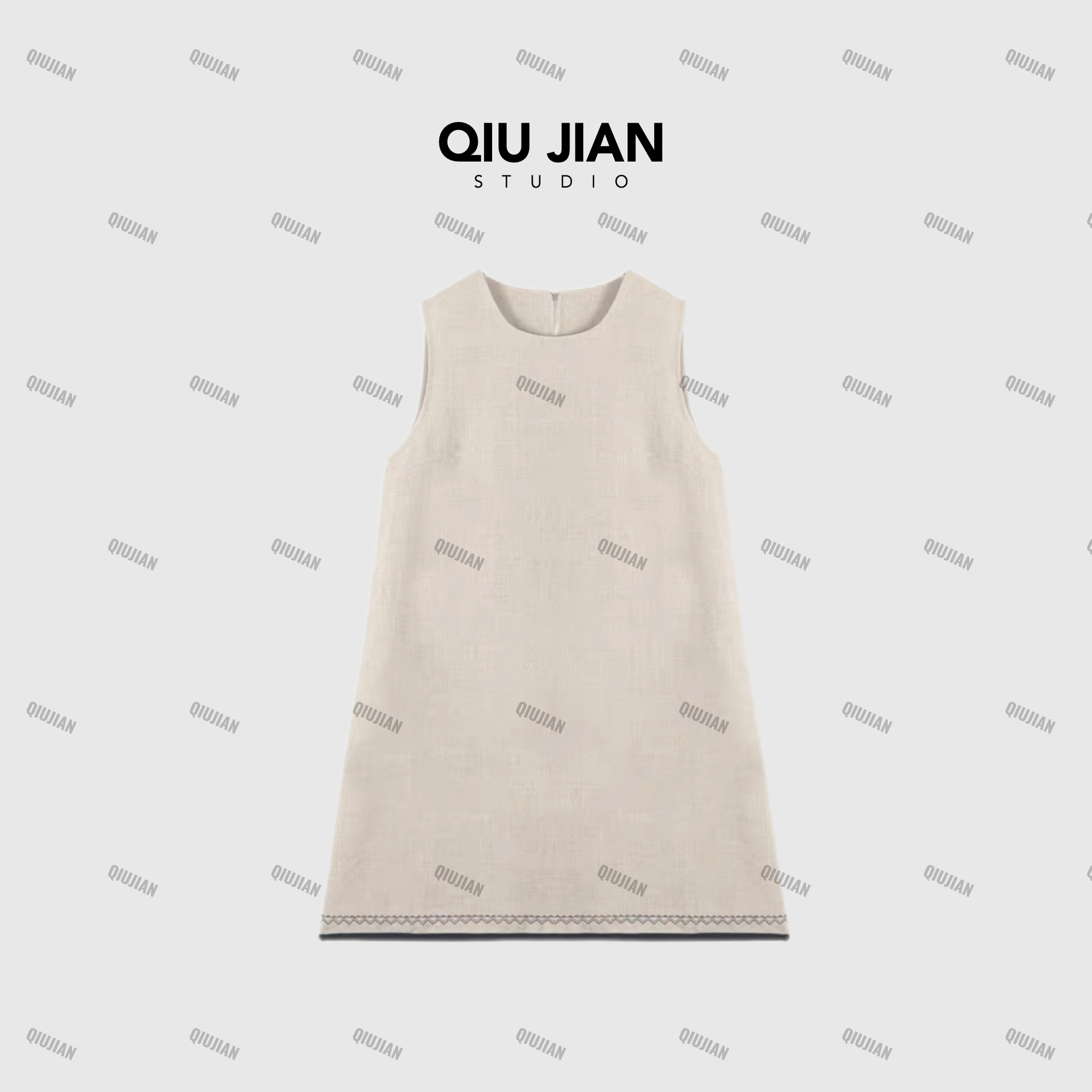 【森姐专享】QIUJIAN【麻履布衣】宽松慵懒感显瘦圆领无袖亚麻连衣裙
