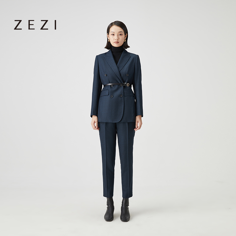 ZEZI【冯超专属】双排扣职业装高端通勤修身女士011-032/ZZ-011-032