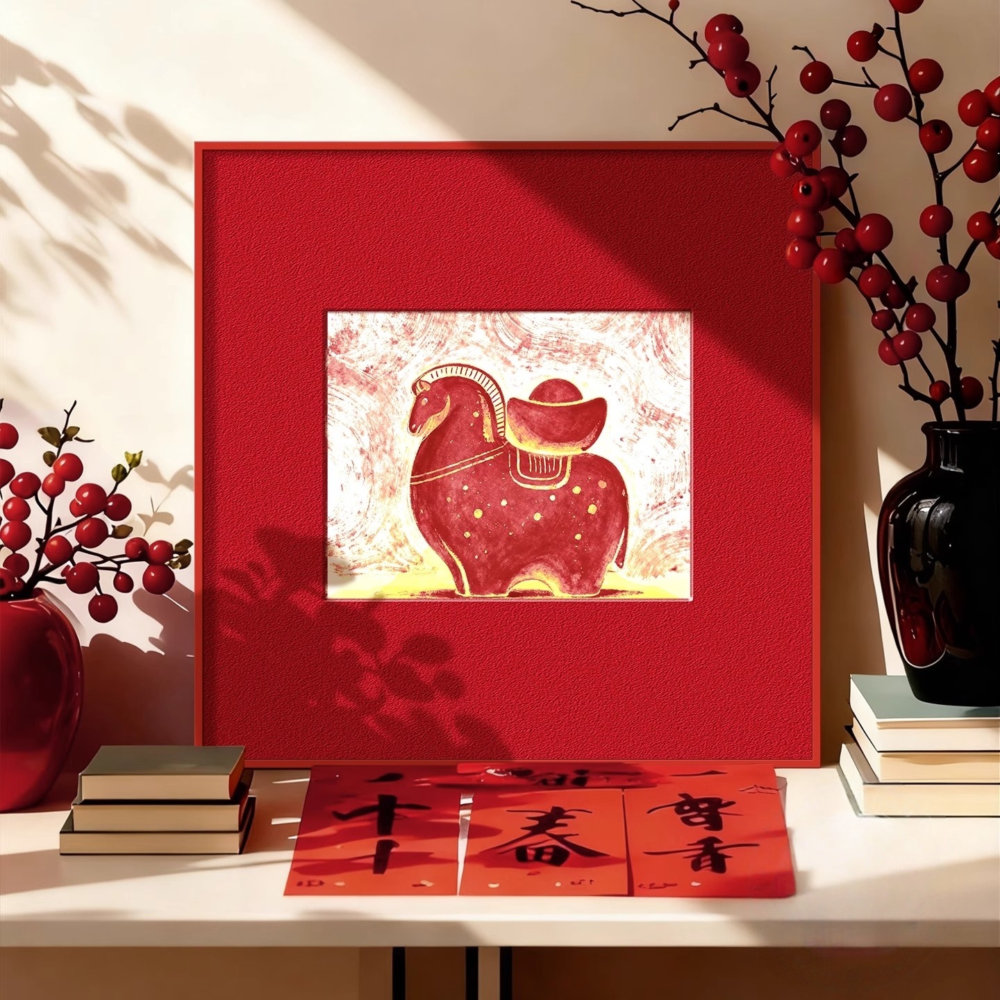 【画为峰】马上有钱客厅装饰画办公室摆件新年入户玄关餐厅福字壁画