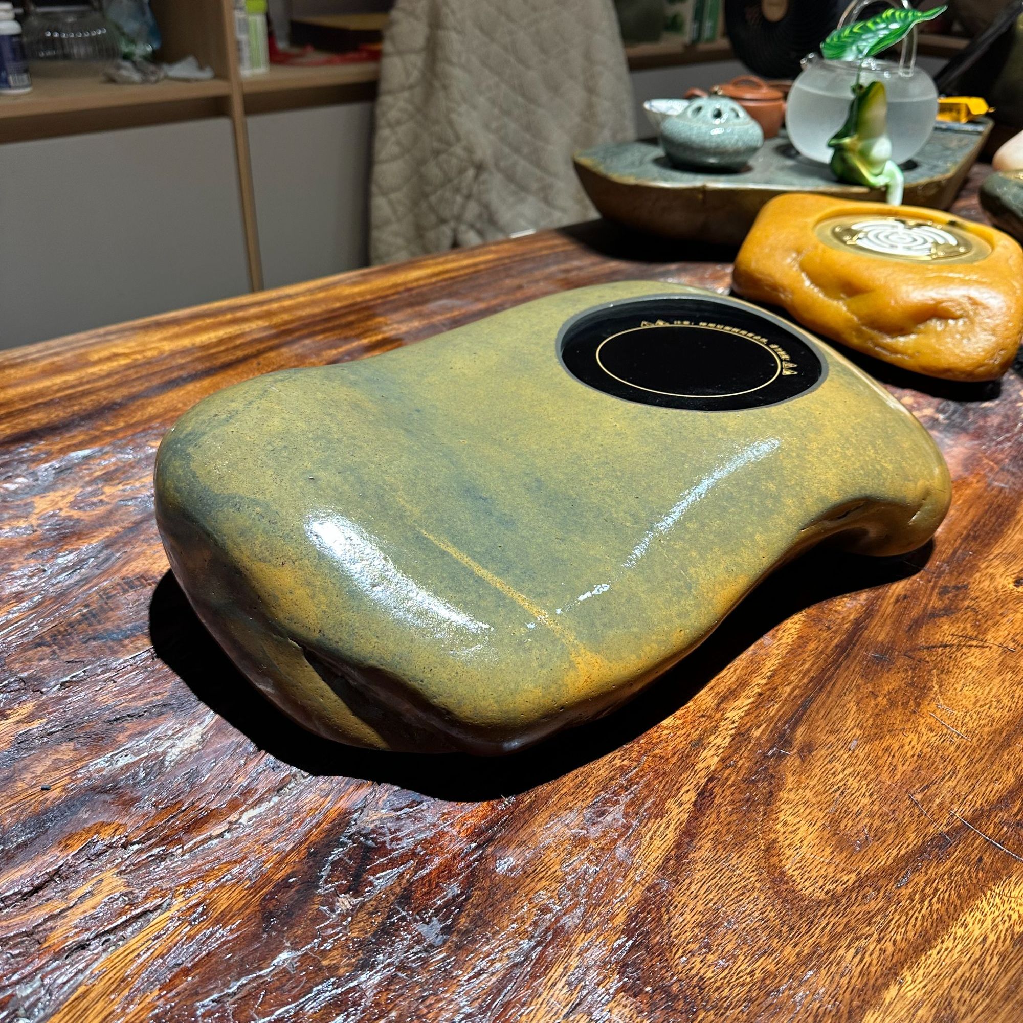 手工茶炉石头茶炉煮茶器电陶炉煮茶器家用茶道烧水创意耐热黄色
