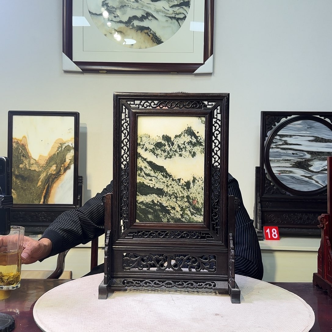 石材天然大理石画屏风32×46