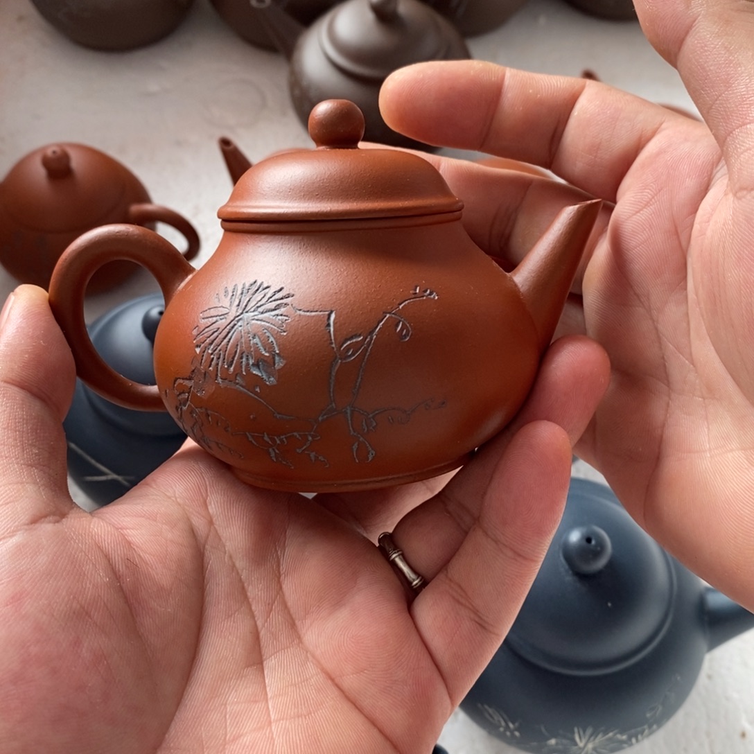 蛀***茶茶壶紫砂小红泥芭乐菊花