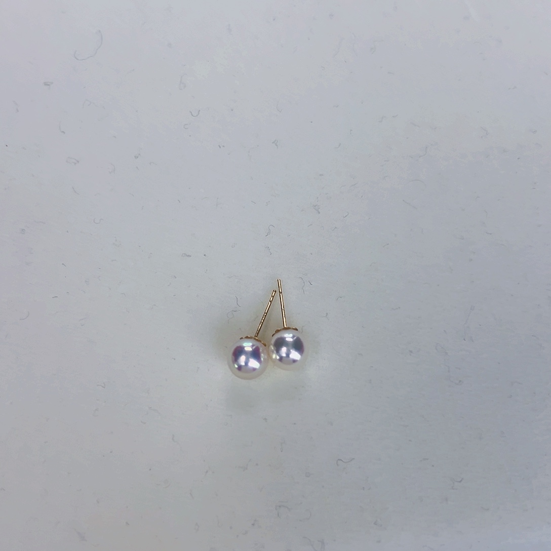 海水珍珠海水akoya天女耳钉7-7.5mm18K金镶嵌
