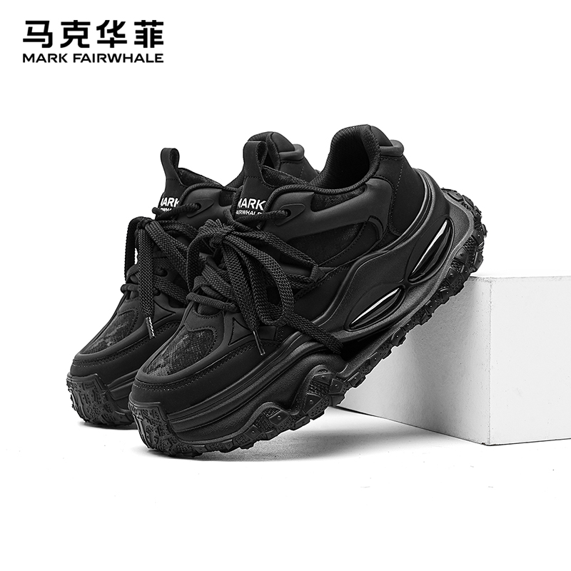马克华菲男鞋2025秋季新款老爹鞋厚底增高时尚潮流百搭休闲鞋子男