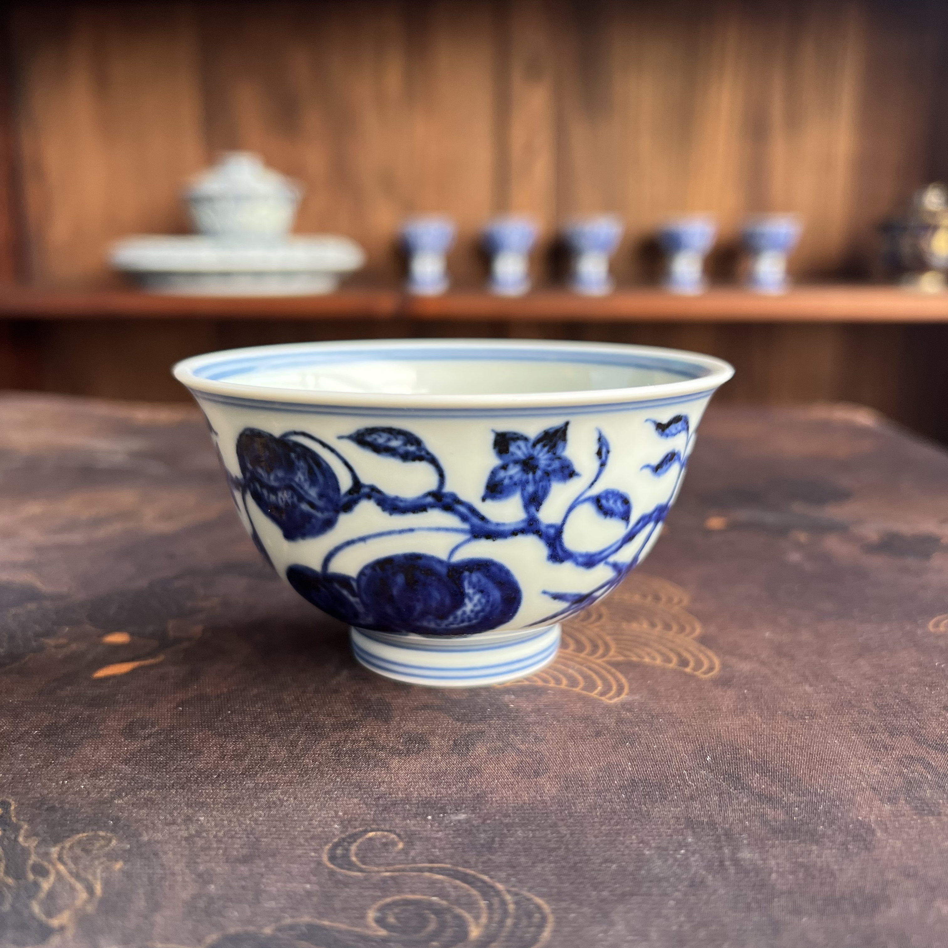 舜瓷天工一品瑞果杯手绘主人杯柴窑