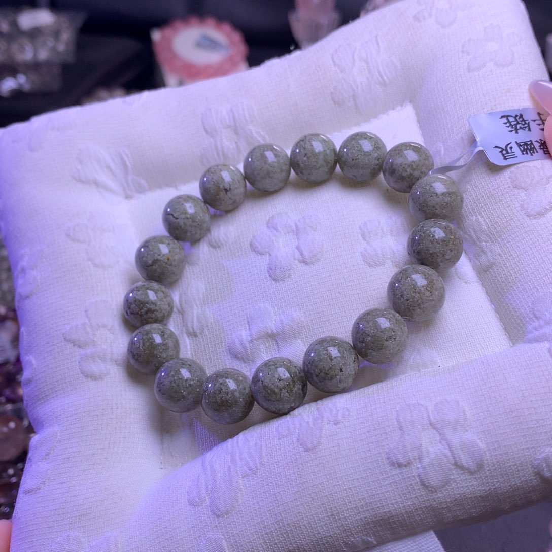 水晶银S925镶嵌手串抹茶绿幽灵 12 m+