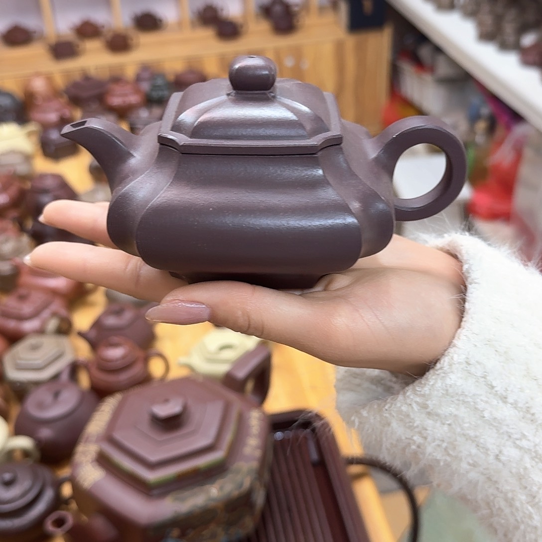 紫砂茶壶紫砂壶四方抽角石瓢230cc