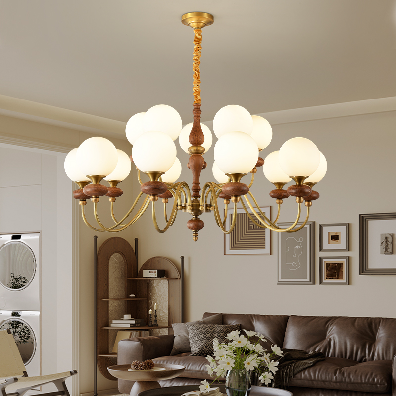 新中式实木加铜吸顶灯国风禅意简约大气客厅卧室书房卧室茶室灯