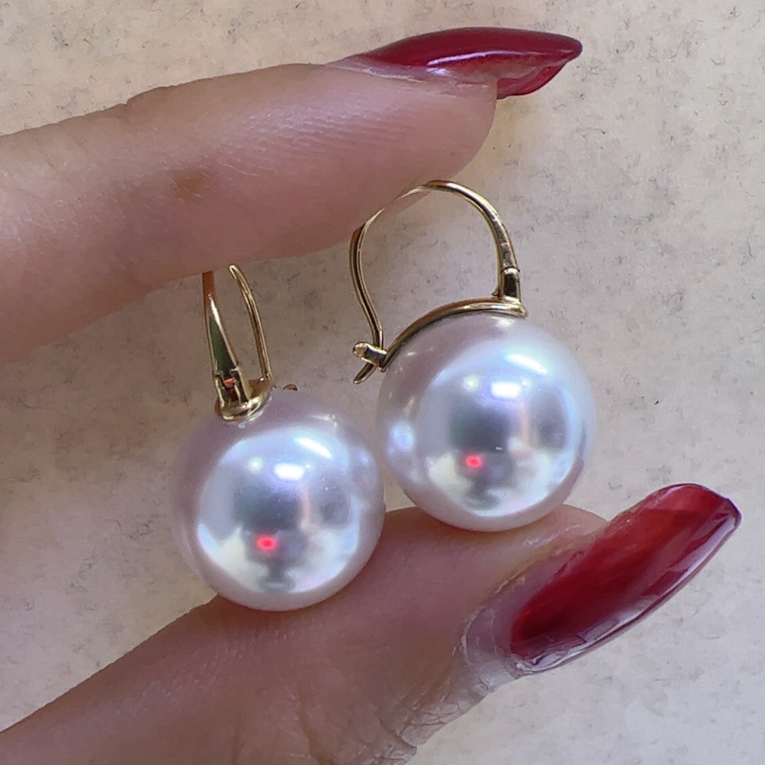 淡水珍珠耳饰18K金镶嵌