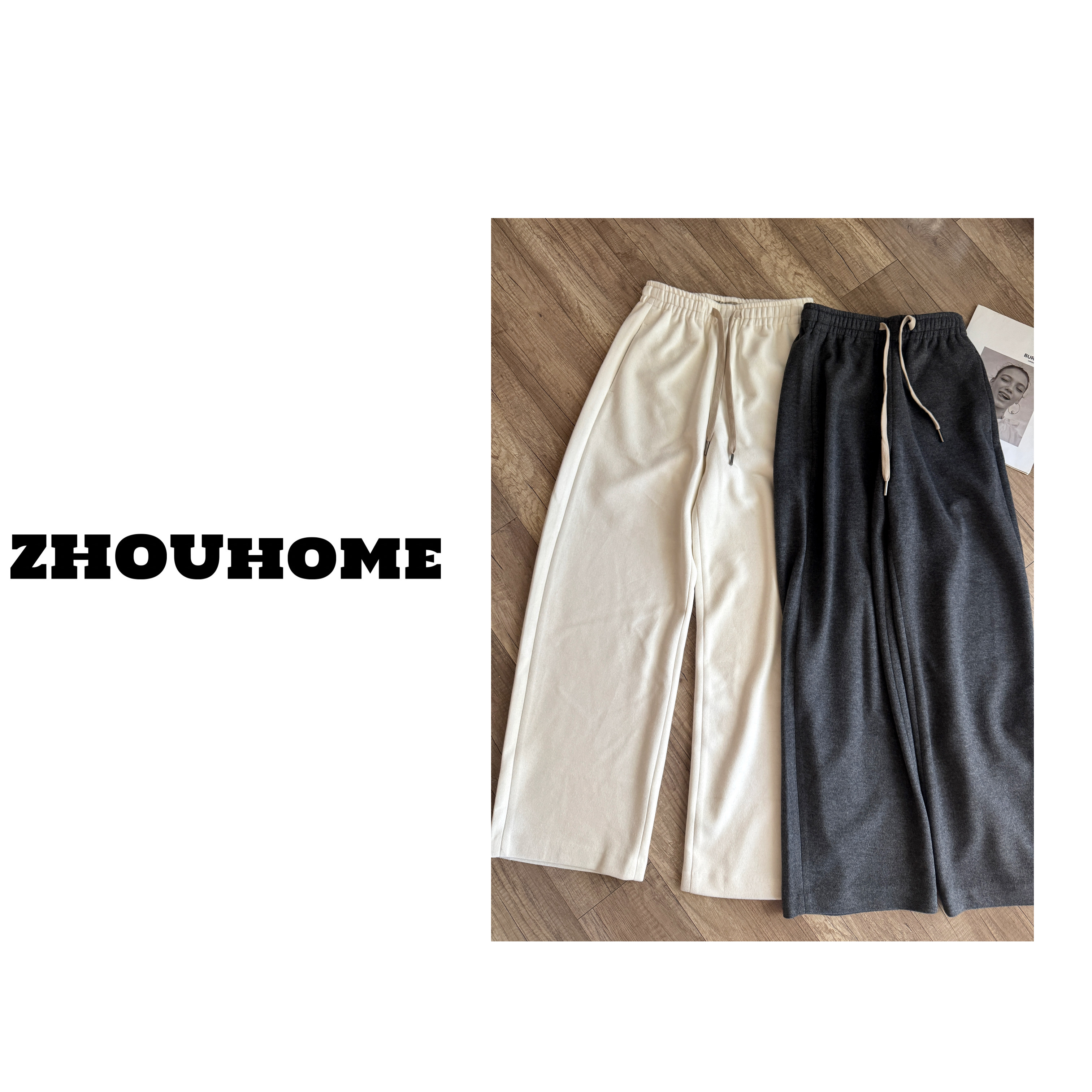 【周周服饰】深圳货秋冬加厚老钱风百搭直筒阔腿弯刀休闲裤2025新款