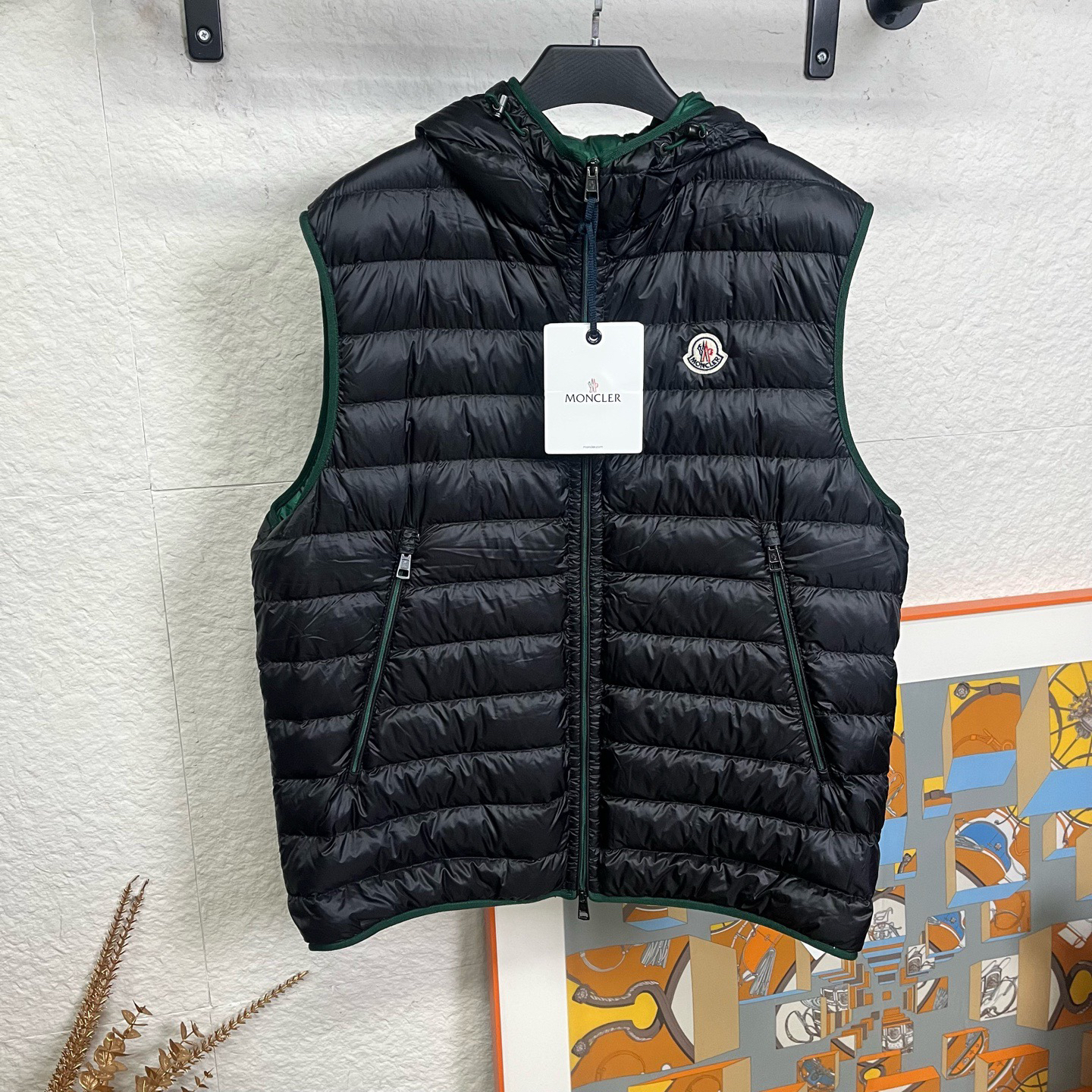 未使用 MONCLER 黑色徽标羽绒马甲/6码/259221