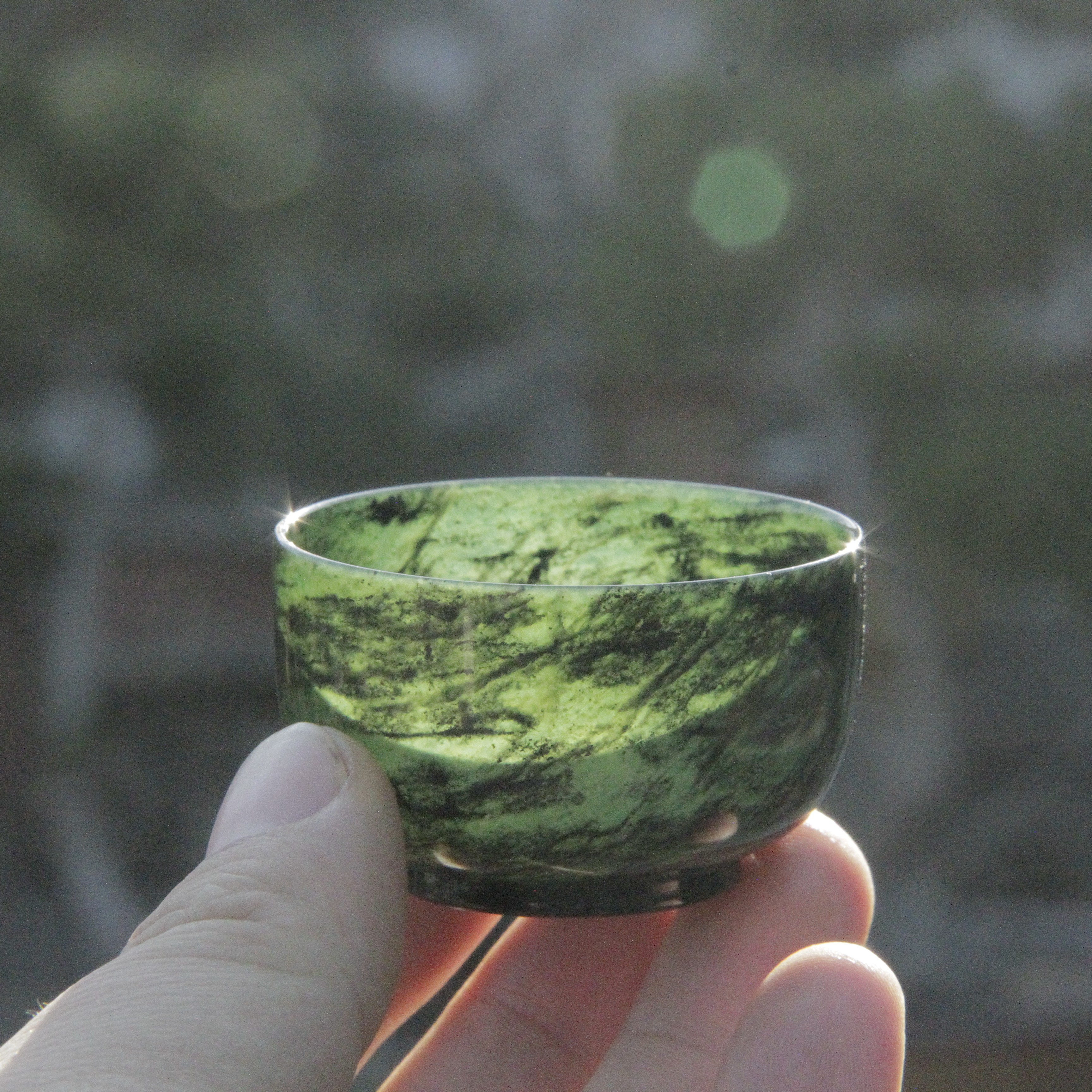 甘肃鸳鸯玉工艺茶碗一对装